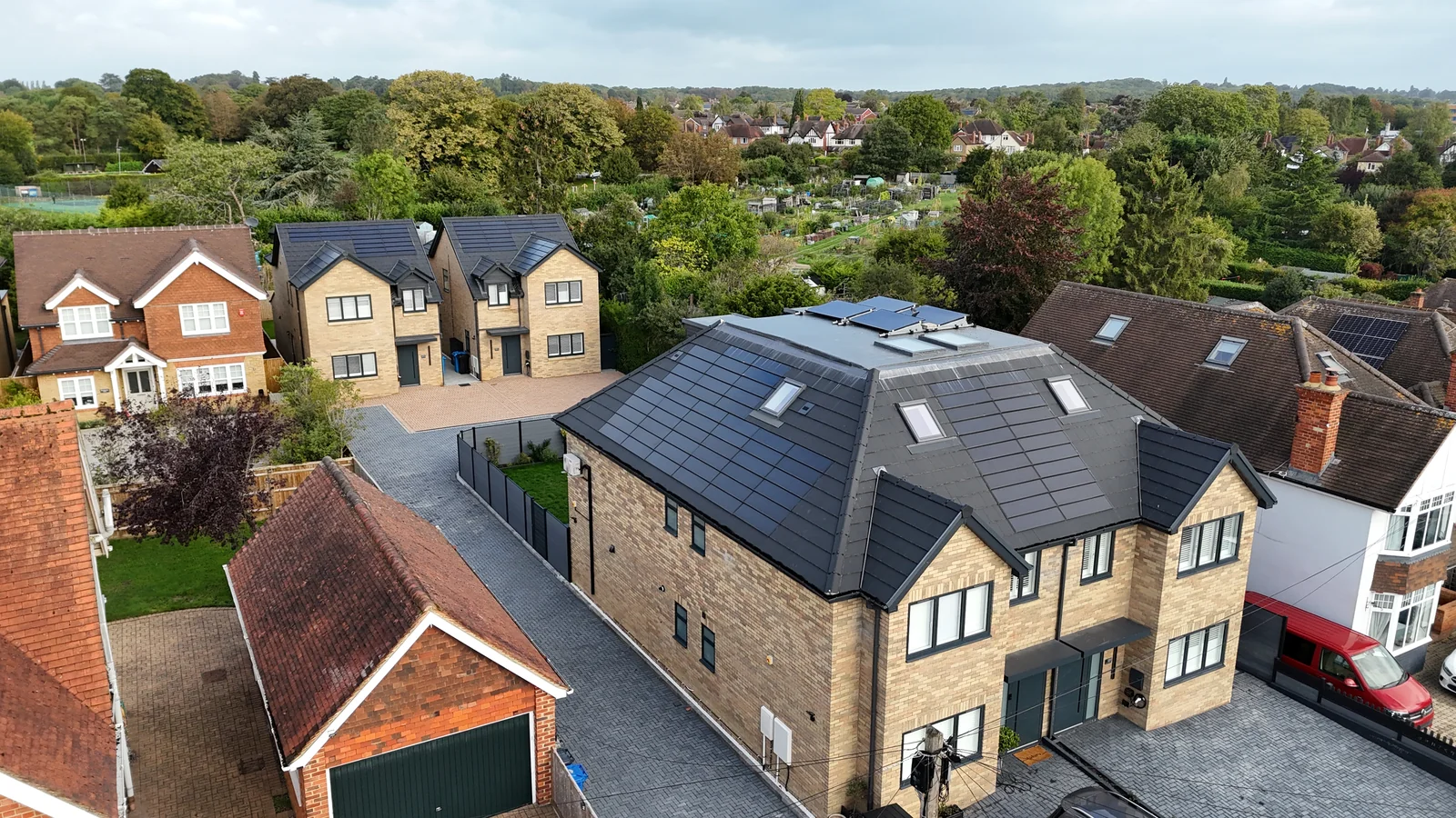 The Maidenhead home and its integrated roof in the street setting