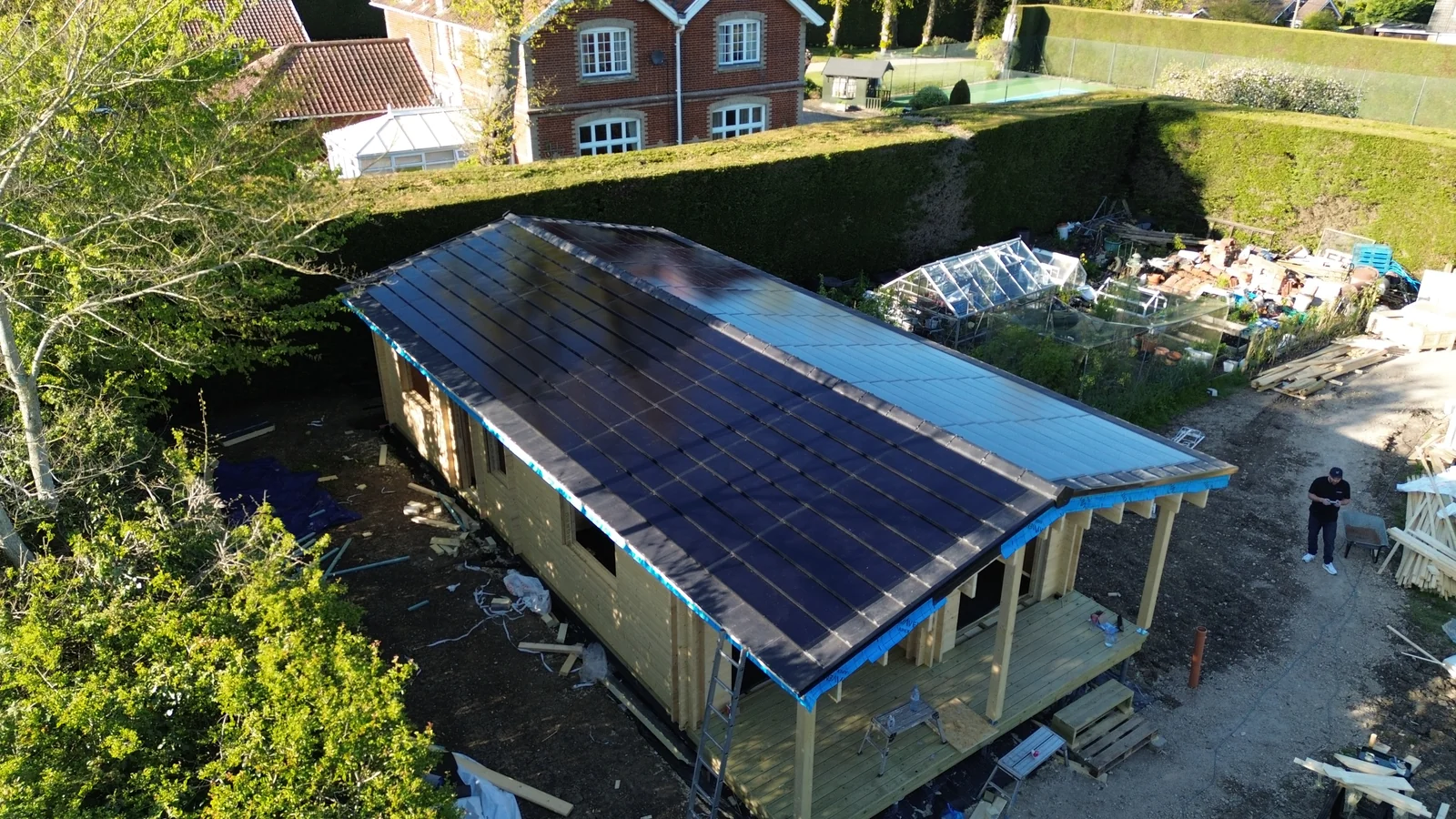 Overhead view of the roof layout on the secondary building
