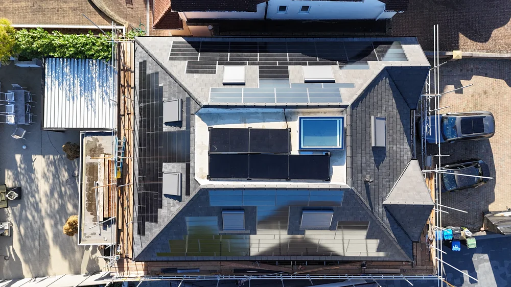 Overhead view of the rooflight and adjoining roof planes