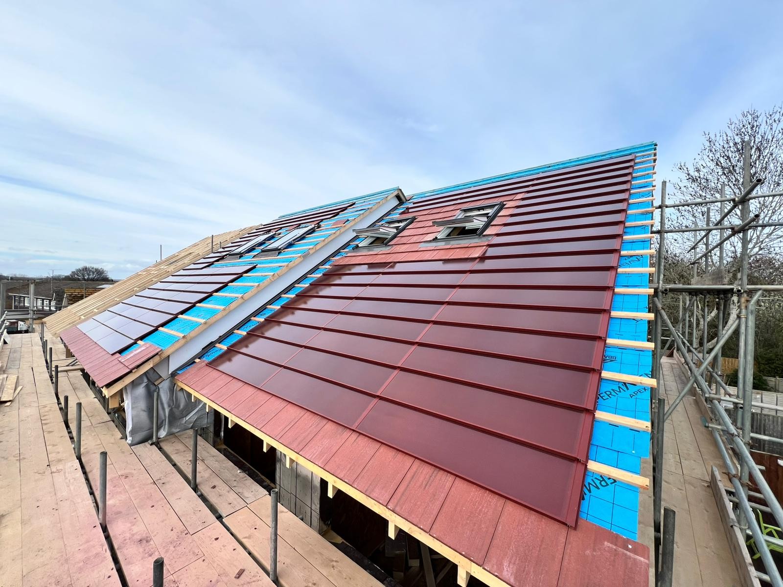 Salford Drive integrated solar roof during installation
