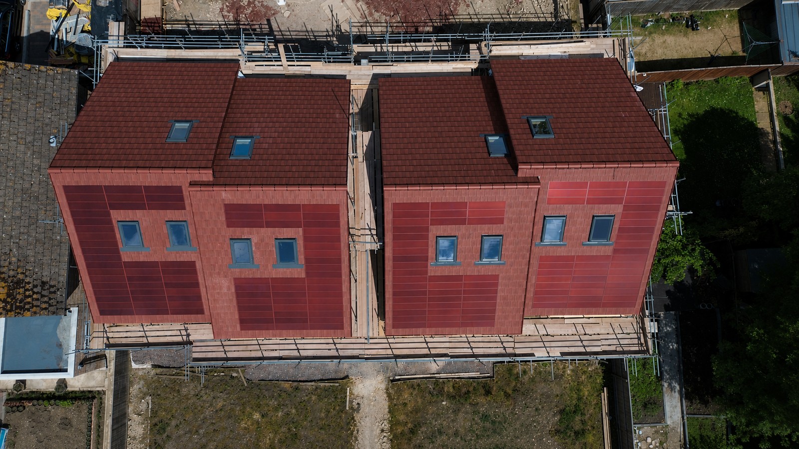 Aerial view of completed Salford Drive integrated solar roof