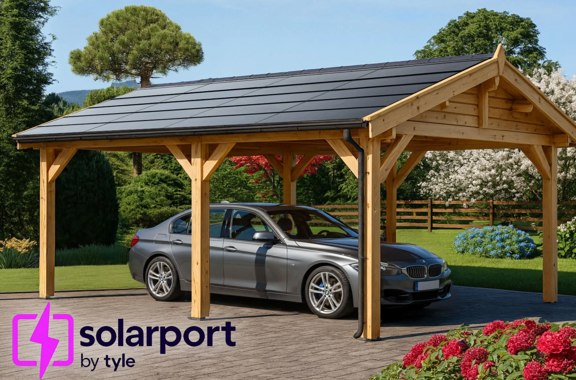 Tyle SolarPort solar carport with integrated SolarTyle tiles